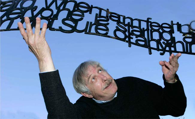 Ron Davis, author of the Gift of Dyslexia, holding up the alphabet