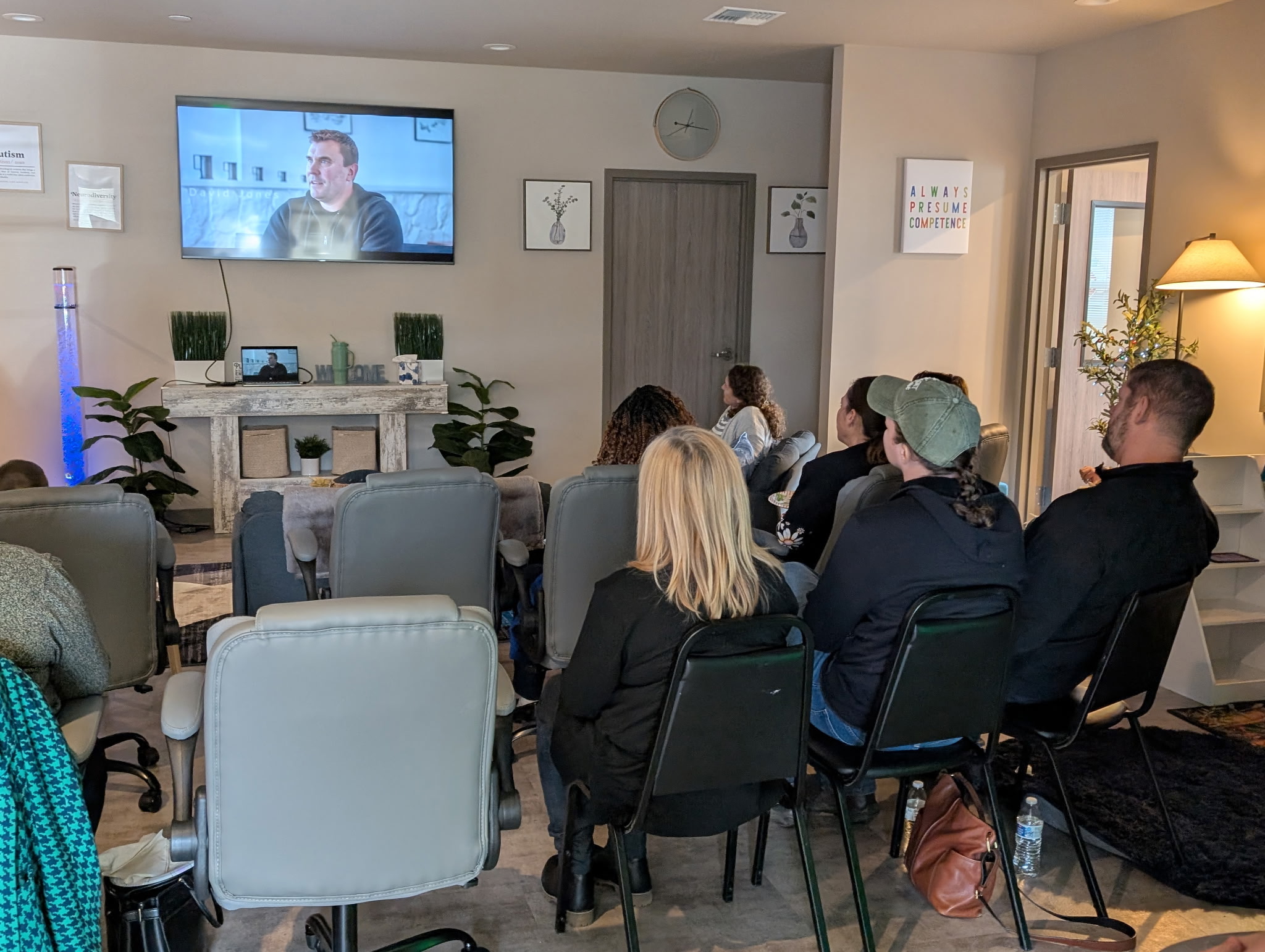 Professionals and families gather in the Spectrum and Development Community Center in Napavine, WA, USA on January 26, 2026 for screening of “Who Knew: Dyslexia is a Way of Thinking.”